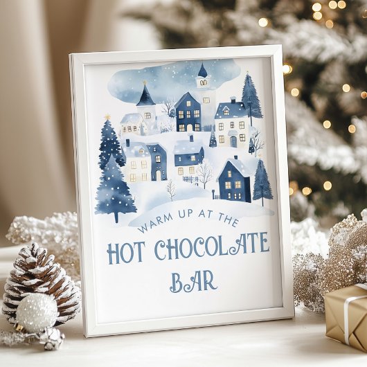 Hot Chocolate Bar Christmas village Baby Shower Poster