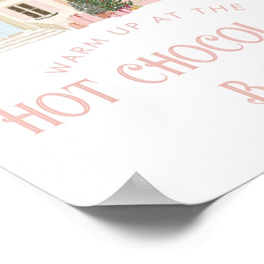 Hot Chocolate Bar Christmas village Baby Shower Poster (Hoek)