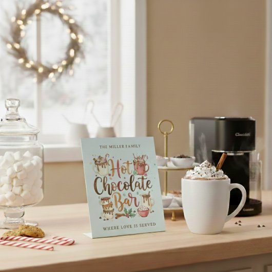 Hot Chocolate Bar Personalized Pedestal Sign Reclamebord Met Voetstuk