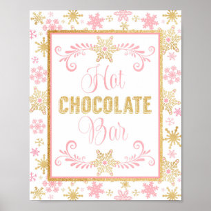 Hot Chocolate Bar-Poster - Roze goudsnowflakes Poster