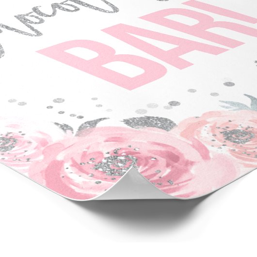 Hot Chocolate Bar Roze Winter ONEderland Party Poster (Hoek)