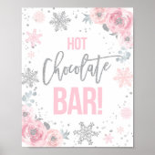 Hot Chocolate Bar Roze Winter ONEderland Party Poster (Voorkant)