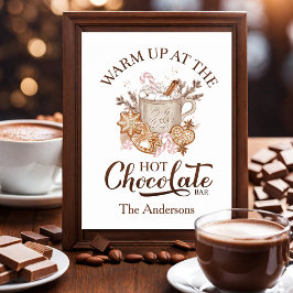 Hot Chocolate Bar Sign Beige Kerst Poster