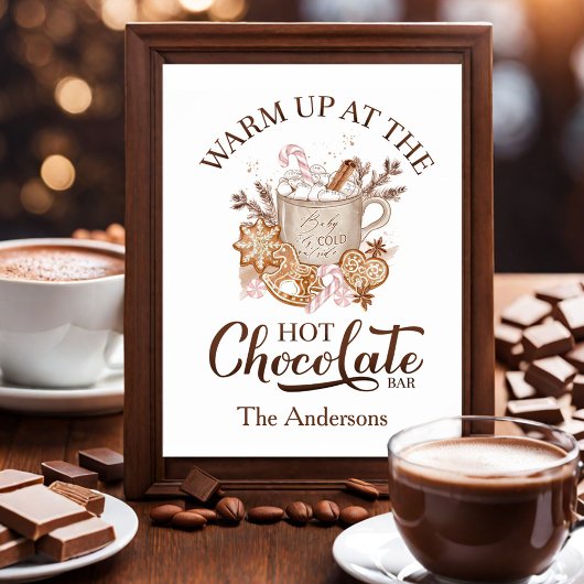 Hot Chocolate Bar Sign Beige Kerst Poster
