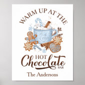 Hot Chocolate Bar Sign Blue Christmas Poster (Voorkant)