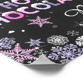Hot Chocolate Bar Sign Roze Paarse sneeuwvlokken Poster (Hoek)