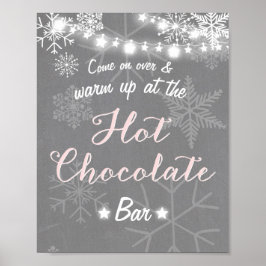 Hot Chocolate Bar Sign Roze sneeuwvlokken voor mei Poster