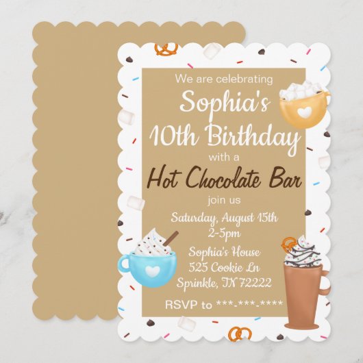 Hot Chocolate Bar Verjaardag Uitnodiging (Voorkant / Achterkant)