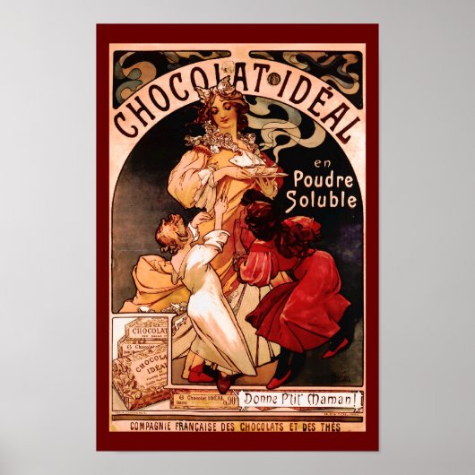 Hot Chocolate Beverage French Ad Print (Voorkant)