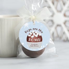 Hot Chocolate Bomb Boy Baby shower Favor Tag Bedankjes Labels