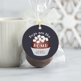 Hot Chocolate Bomb Boy Baby shower Favor Tag Bedankjes Labels