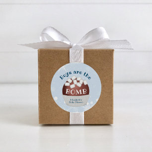 Hot Chocolate Bomb Boy Baby shower Favor Tag Ronde Sticker