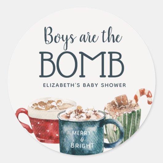 Hot Chocolate Bomb Boy Baby shower Ronde Sticker (Voorkant)
