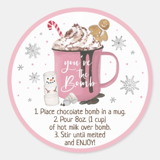 Hot-Chocolate Bomb Hot-cacaobinstructies Ronde Sticker (Voorkant)
