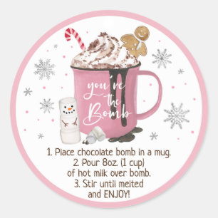 Hot-Chocolate Bomb Hot-cacaobinstructies Ronde Sticker