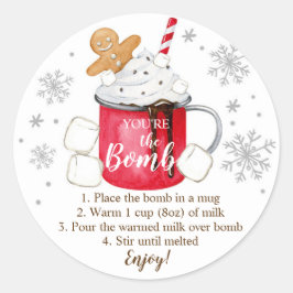 Hot Chocolate Bomb Je bent de Bomb Cocaca Kerstmis Ronde Sticker