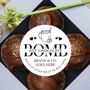 Hot Chocolate Bomb Minimalistische Cacao Instructi Ronde Sticker