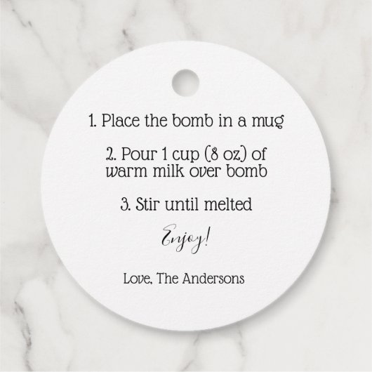 Hot-Chocolate Bomb Richtingen Label (Achterkant)