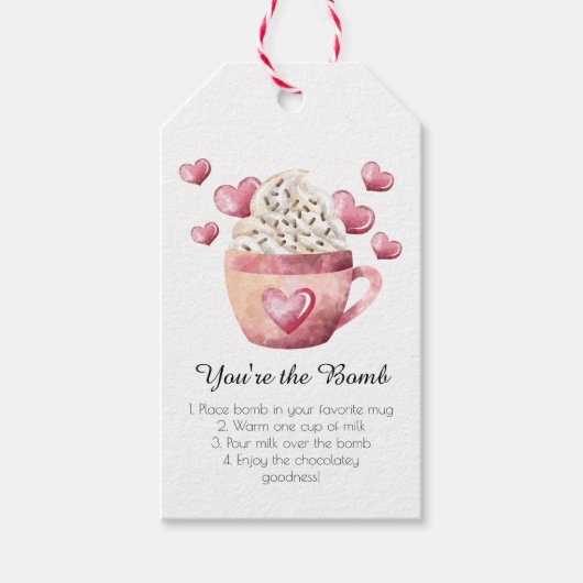 Hot Chocolate Bomb U bent de Valentijnse Bomb Cadeaulabel (Voorkant)