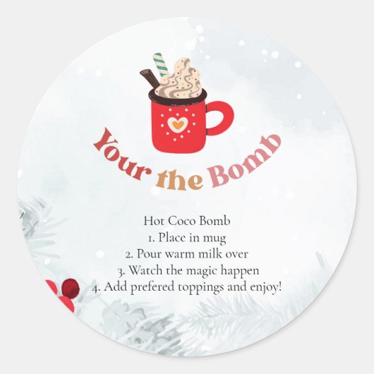 Hot Chocolate Bomb Waterverf Kerstgunst Ronde Sticker (Voorkant)