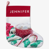 Hot Chocolate & Candy Cane Schattig Grote Kerstsok (Voorkant)