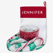 Hot Chocolate & Candy Cane Schattig Grote Kerstsok (Achterkant)