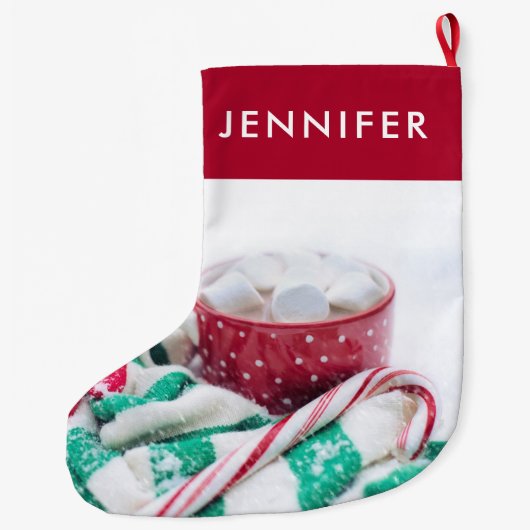 Hot Chocolate & Candy Cane Schattig Grote Kerstsok (Achterkant)