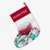 Hot Chocolate & Candy Cane Schattig Grote Kerstsok (Achterkant (Hangend))