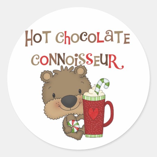 Hot Chocolate Connoisseur Boy Beer Ronde Sticker (Voorkant)