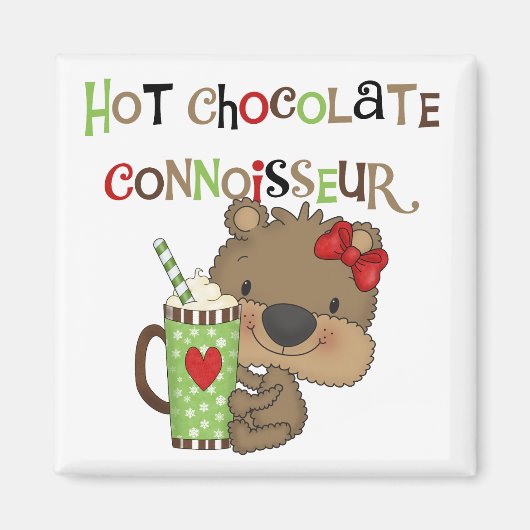 Hot Chocolate Conoisseur Meisje Beer Magneet (Voorkant)