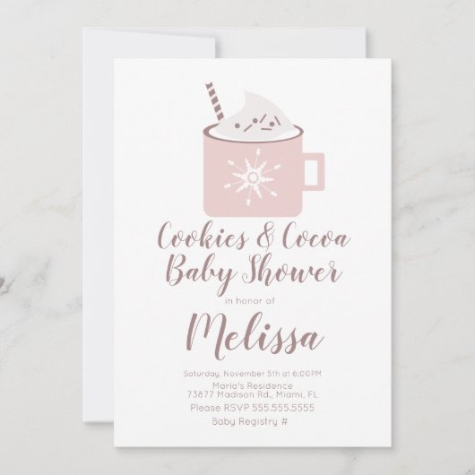 Hot Chocolate Cookies Mok Winter Baby shower Kaart (Voorkant)