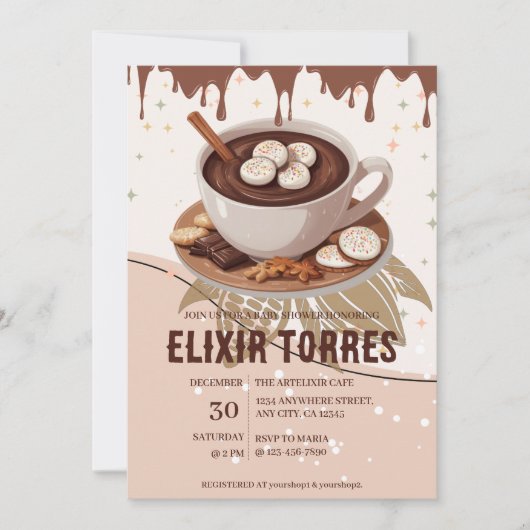 Hot Chocolate & Cookies Winter Baby shower Kaart (Voorkant)