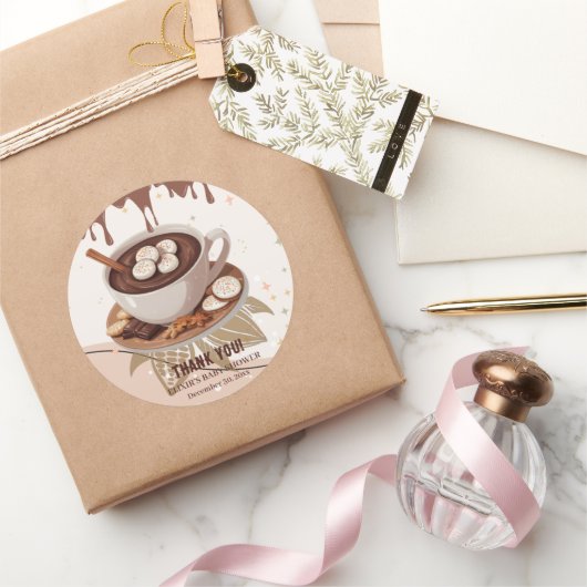 Hot Chocolate & Cookies Winter Baby shower Ronde Sticker (Geschenken)