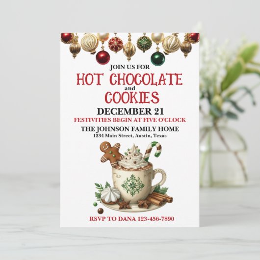 Hot Chocolate en Cookies Kerstfeest Kaart (Staand voorkant)