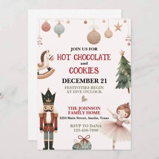 Hot Chocolate en Cookies Kerstfeest Kaart (Voorkant / Achterkant)