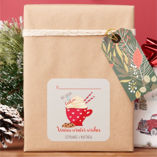 Hot Chocolate en Cookies Square Sticker (Feestdagen)