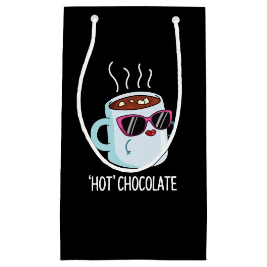 Hot Chocolate Funny Drink Pun Dark BG Klein Cadeauzakje (Voorkant)