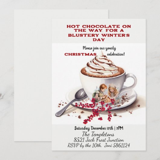 Hot Chocolate & Gingerbread Huis Kinder Kaart (Voorkant / Achterkant)