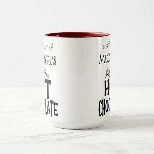 Hot Chocolate Kerstman & aangepaste naam Mok (Midden)