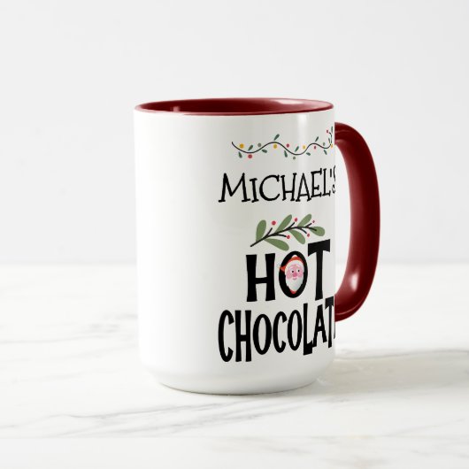 Hot Chocolate Kerstman & aangepaste naam Mok (Voorkant rechts)