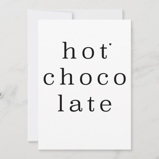 Hot chocolate - minimalistic typography card kaart (Voorkant)