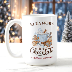 Hot Chocolate Modern Grote Blauwe Naam Kerst Mok
