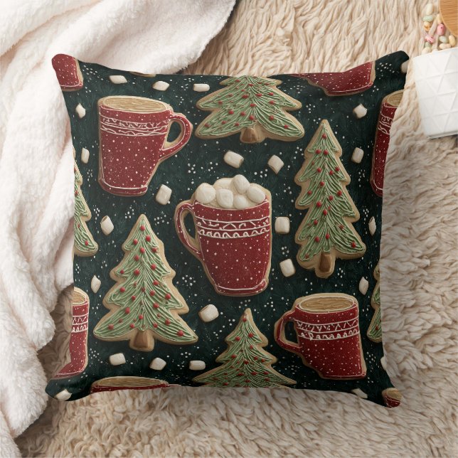 Hot Chocolate Mugs And Christmas Tree Cookies Kussen (Deken)