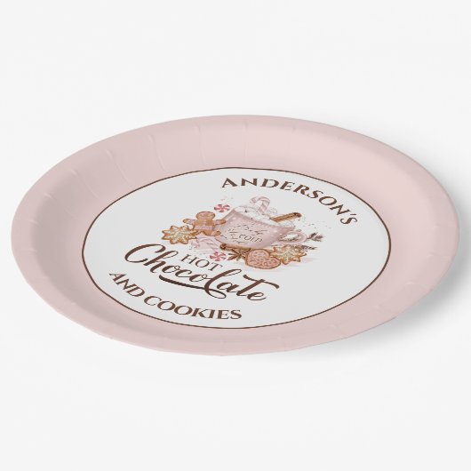 Hot Chocolate Roze Kerstmis Naam Papier Borden Papieren Bordje (Gekanteld)