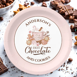 Hot Chocolate Roze Kerstmis Naam Papier Borden Papieren Bordje