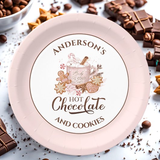 Hot Chocolate Roze Kerstmis Naam Papier Borden Papieren Bordje