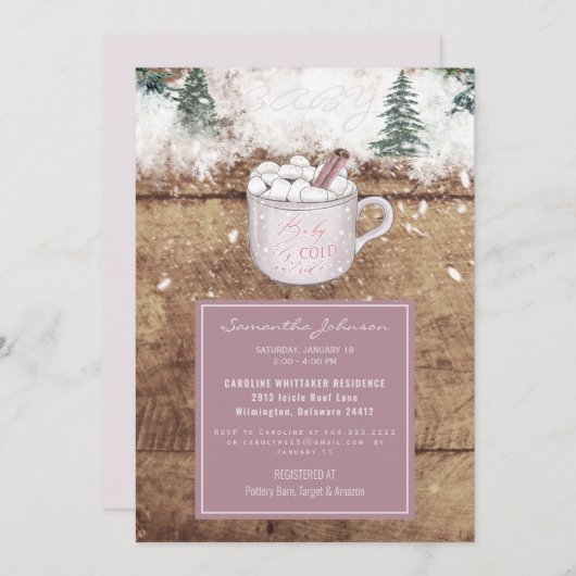 Hot Chocolate Rustic Baby Het is een koude roze do Kaart (Voorkant / Achterkant)