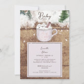 Hot-Chocolate Rustic Baby Het is koude doucherroze Kaart (Voorkant)