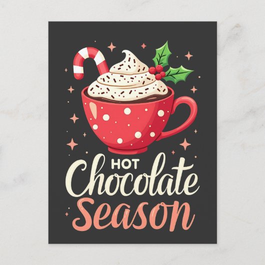 Hot Chocolate Seizoen Kerstliefhebbers Briefkaart (Voorkant)