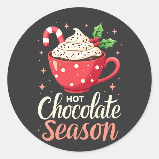 Hot Chocolate Seizoen Kerstliefhebbers Ronde Sticker (Voorkant)